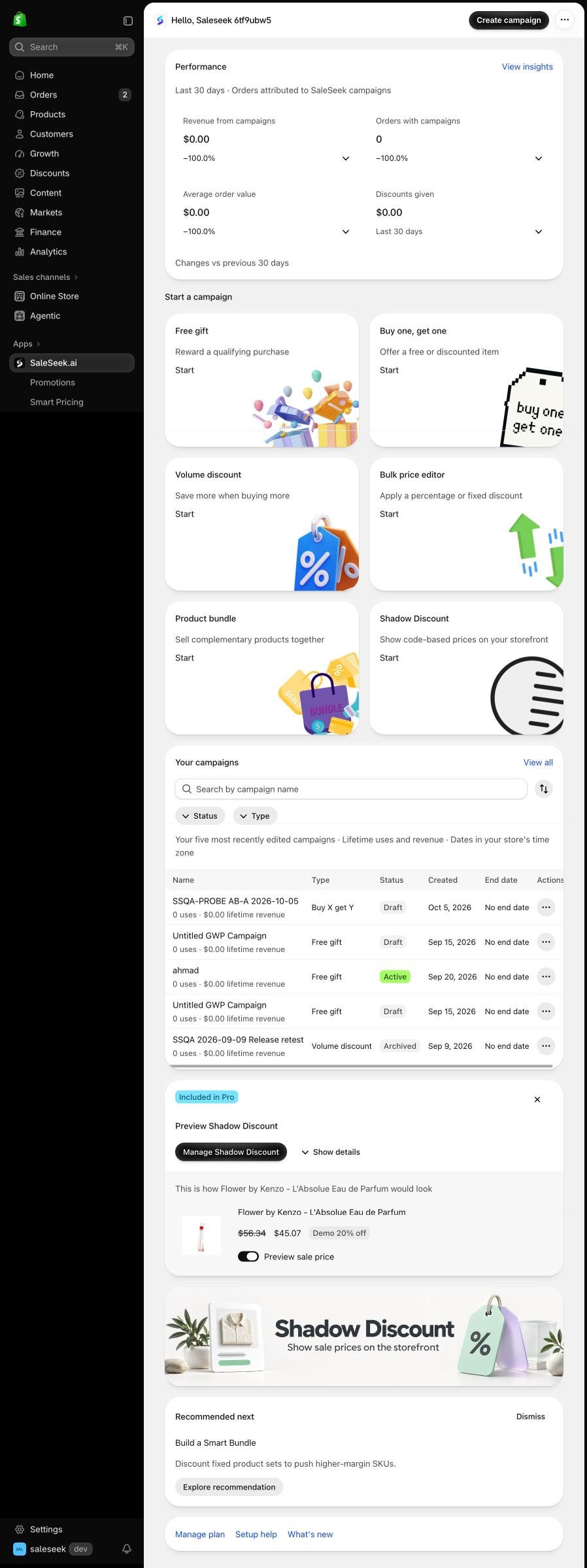 SaleSeek Shadow Discount · Home
